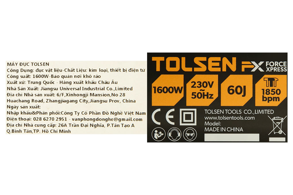 Máy đục bê tông điện Tolsen 88552 1600W Màu Đen - Vàng