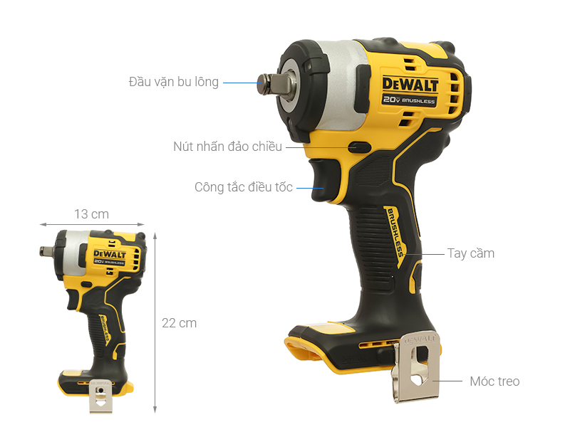Máy siết bu lông pin Dewalt DCF911N-B1 20V (không kèm pin, sạc)