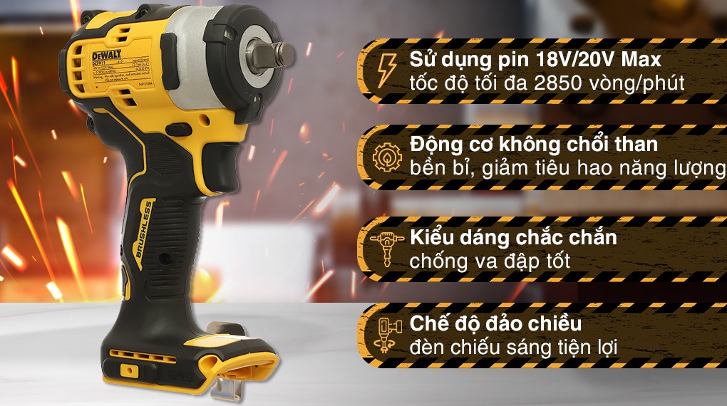 Máy siết bu lông pin Dewalt DCF911N-B1 20V (không kèm pin, sạc)