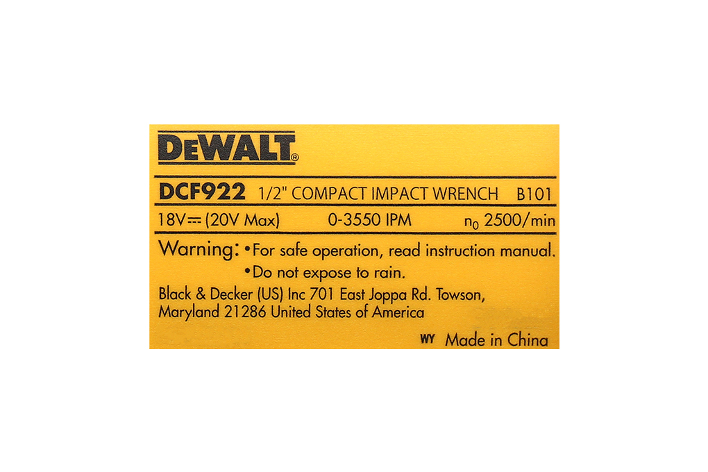 Máy siết bu lông pin Dewalt DCF922N-B1 20V (không kèm pin, sạc) Màu Đen - Vàng