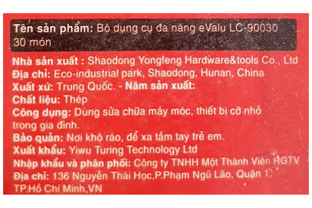 Bộ dụng cụ sửa chữa 30 món eValu LC 90030