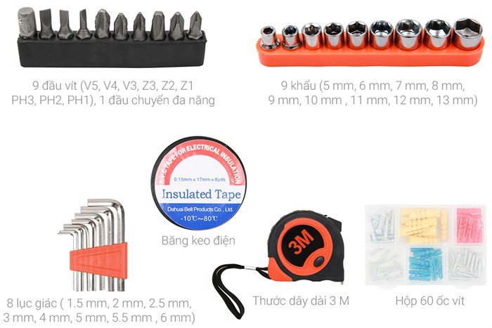 Bộ dụng cụ đa năng 45 món Kachi MK-166 Màu Đen