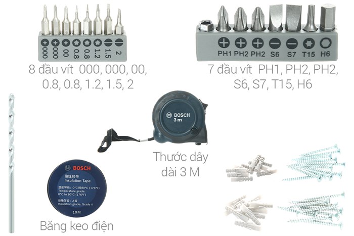 Bộ dụng cụ đa năng 66 món Bosch Màu Xanh Dương