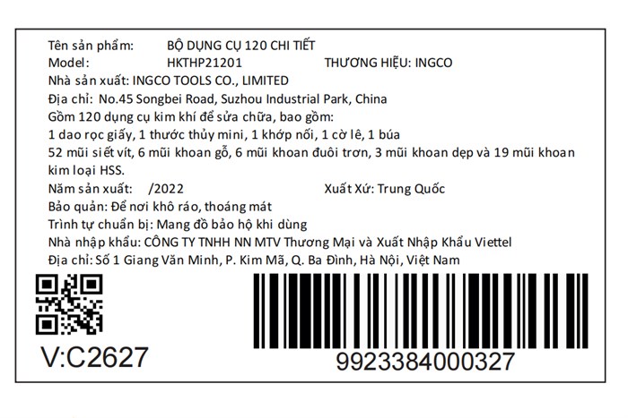 Bộ dụng cụ đa năng 120 món Ingco HKTHP21201