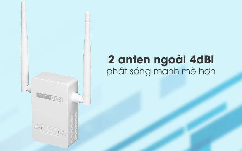 Bộ Mở Rộng Sóng Wifi AC220V Totolink EX201 trắng có 2 ăng-ten mạnh mẽ