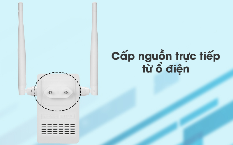 Bộ Mở Rộng Sóng Wifi AC220V Totolink EX201 trắng có thể nhận nguồn trực tiếp từ ồ điện