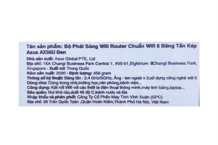 Router Chuẩn Wifi 6 Asus AX56U Màu Đen