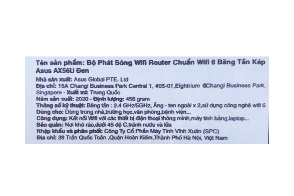 Router Chuẩn Wifi 6 Asus AX56U Màu Đen