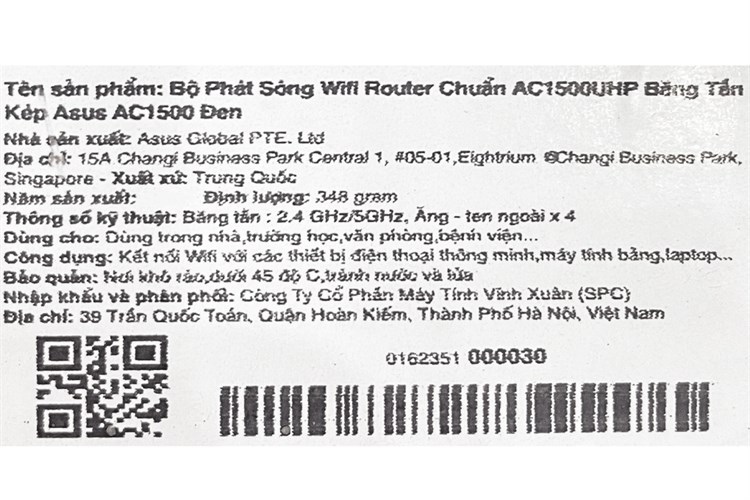 Router Wifi Chuẩn AC1500UHP Asus AC1500 Màu Đen