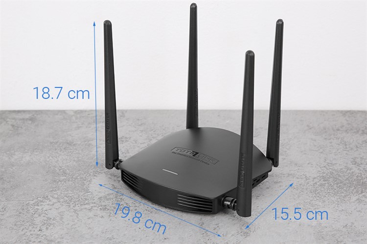 Router Wifi Chuẩn AC1200 Băng Tần Kép Totolink A800R Đen Màu Đen
