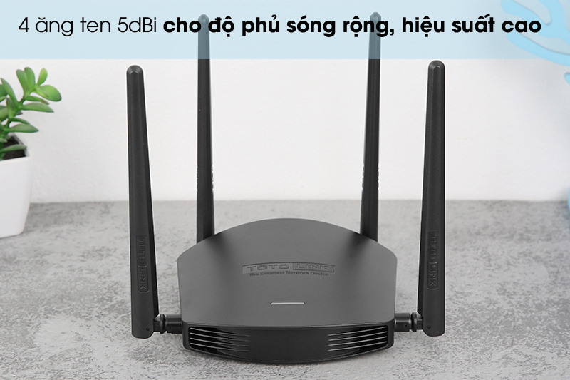 4 ăng ten 5dBi - Router Wifi Chuẩn AC1200 Băng Tần Kép Totolink A800R Đen