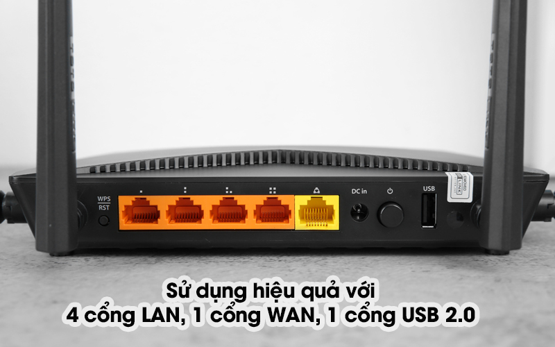 Router Wifi Chuẩn AC1200 Băng Tần Kép Totolink A3002RU V2 Đen - Trang bị 1 cổng USB 2.0