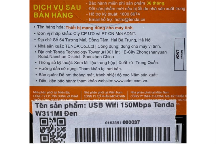 USB Wifi 150Mbps Tenda W311MI Màu Đen