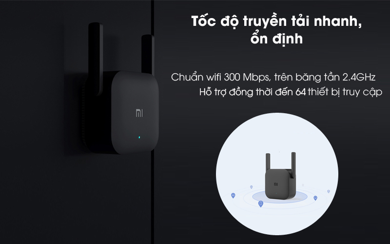 Mở rộng sóng wifi hiệu quả - Repeater (bộ mở rộng sóng) Wifi Chuẩn N Xiaomi Pro Đen