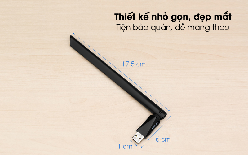 Nhỏ gọn, tiện lợi - USB Wifi AC650 Mercusys MU6H Đen