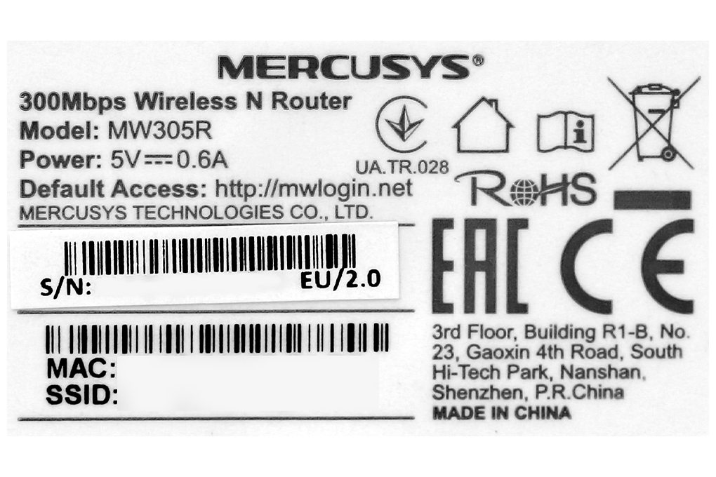 Router Wifi Chuẩn N Mercusys MW305R Trắng