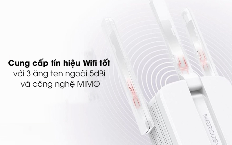 Repeater (bộ mở rộng sóng) Wifi Chuẩn N Mercusys MW300RE Trắng - Cung cấp tín hiệu Wifi chất lượng với 3 ăng ten ngoài 5dBi và công nghệ MIMO