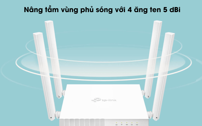 Router Wifi Chuẩn AC750 TP-Link Archer C24 Trắng - Nâng tầm vùng phủ sóng với 4 ăng ten 5 dBi