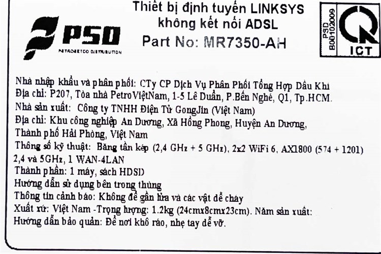 Router Wifi Chuẩn Wifi 6 Linksys Max Stream MR7350 Màu Đen