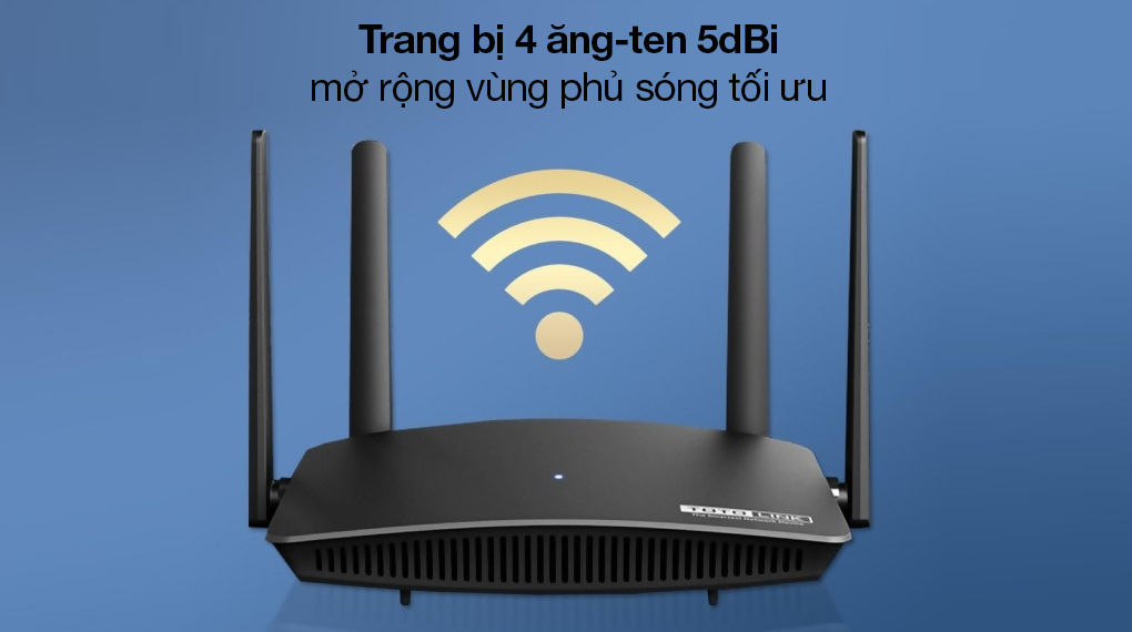 Bộ Phát Sóng Wifi Router Chuẩn AC1200 Băng Tần Kép Totolink A720R đen - Mở rộng khu vực phủ sóng với 4 ăng-ten 5dBi
