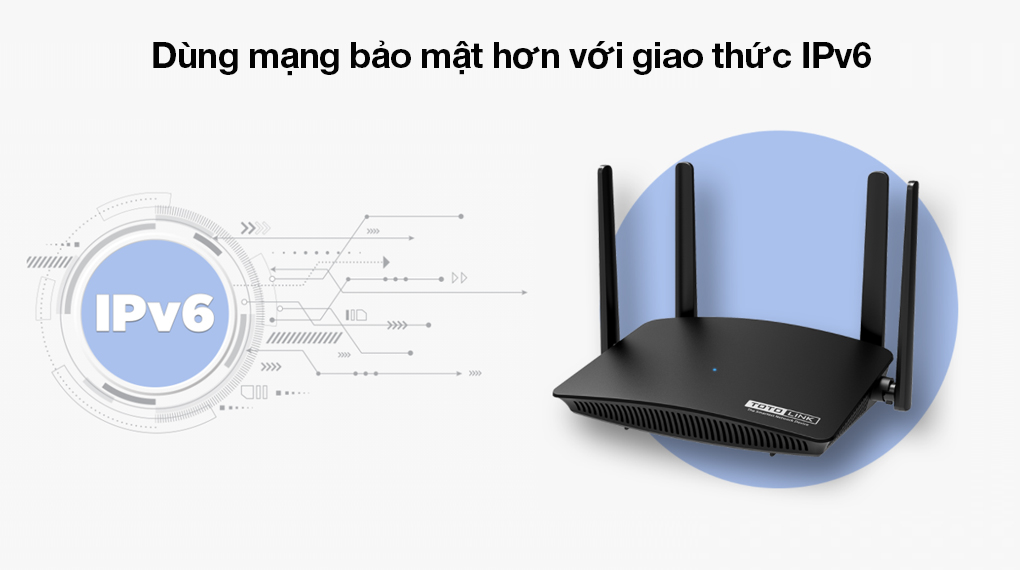 Bộ Phát Sóng Wifi Router Chuẩn AC1200 Băng Tần Kép Totolink A720R đen - Dùng mạng bảo mật hơn với giao thức IPv6