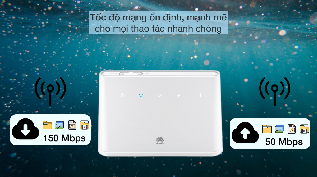 Tốc độ mạng mạnh mẽ - Bộ Phát Wifi Di Động 4G LTE 150Mbps Huawei B311-221 Trắng