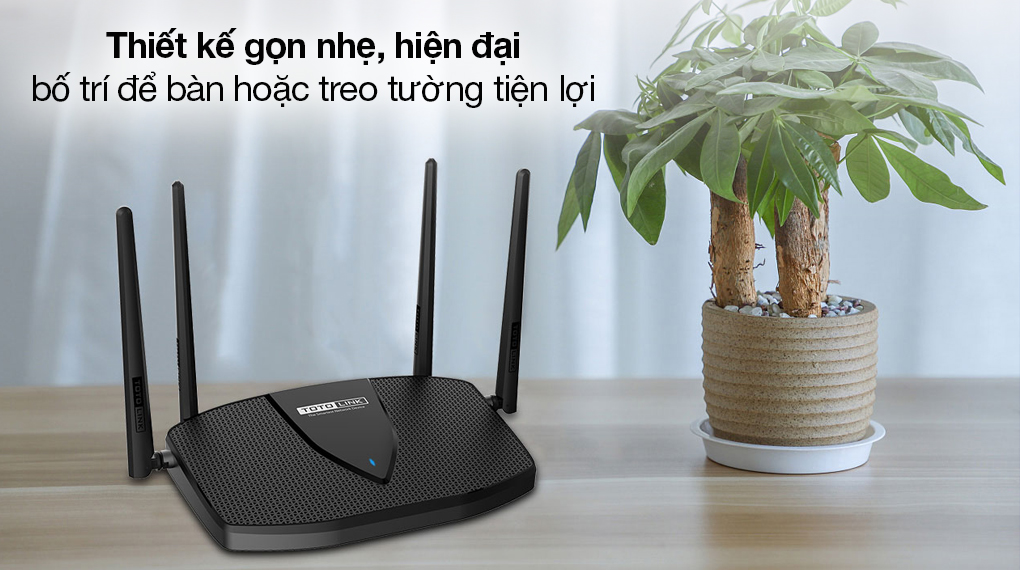 Bộ Phát Sóng Wifi Router Chuẩn Wifi 6 AX1800 Totolink X5000R Gigabit Đen - Gọn nhẹ, màu đen lịch lãm, phù hợp cho mọi không gian nội thất