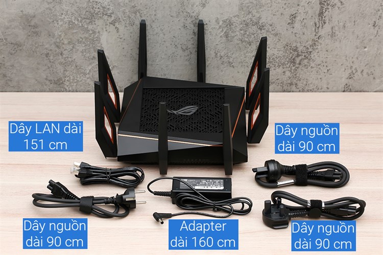 Router Wifi Chuẩn Wifi 6 AX11000 Asus GT-AX11000 Gigabit Màu Đen