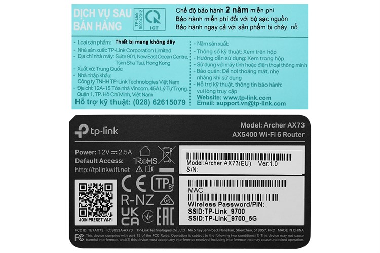 Router Wifi Chuẩn Wifi 6 AX5400 TP-Link Archer AX73 Màu Đen