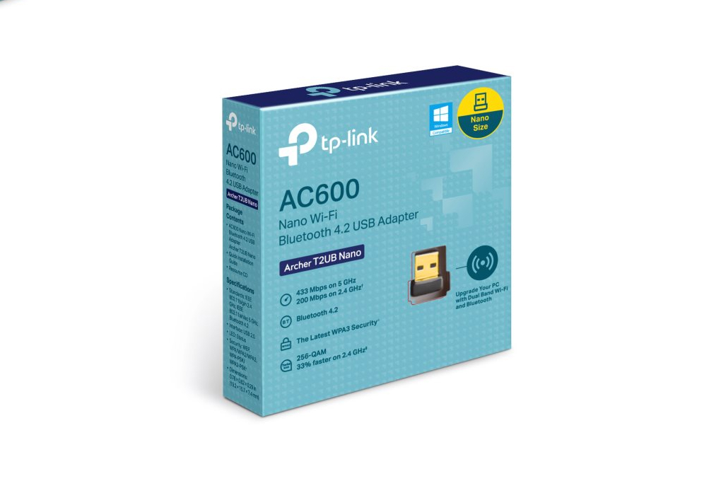 USB Wifi Chuẩn AC600 Bluetooth 4.2 TP-Link Archer T2UB Nano Màu Đen