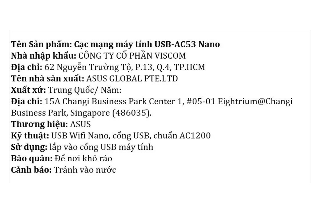 USB Wifi AC1200 Asus AC53 Nano Màu Đen