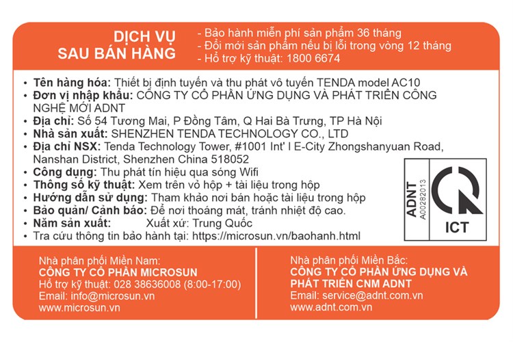 Router Wifi băng tần kép Chuẩn AC1200 Tenda AC10 Gigabit Màu Đen