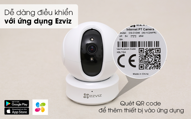 Dễ dàng điều khiển với ứng dụng Ezviz - Camera IP 1080P EZVIZ CS-CV246 Trắng