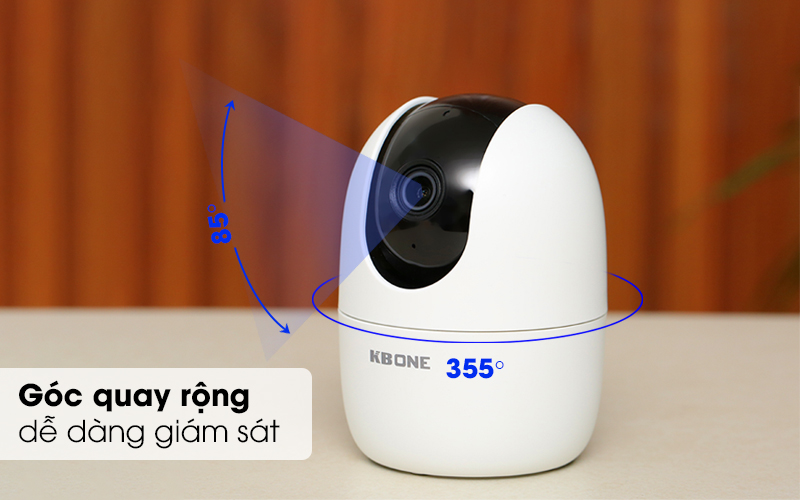 Góc quay rộng dễ dàng giám sát - Camera IP 1080P Kbvision KN-TGH21PWN Trắng