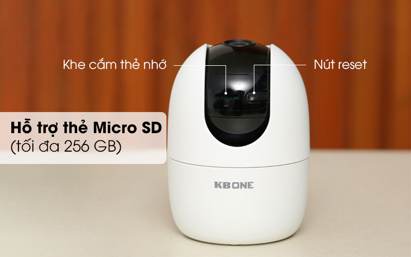 Hỗ trợ thẻ Micro SD (tối đa 256 GB) - Camera IP 1080P Kbvision KN-TGH21PWN Trắng Hỗ trợ thẻ Micro SD (tối đa 256 GB) - Camera IP 1080P Kbvision KN-TGH21PWN Trắng