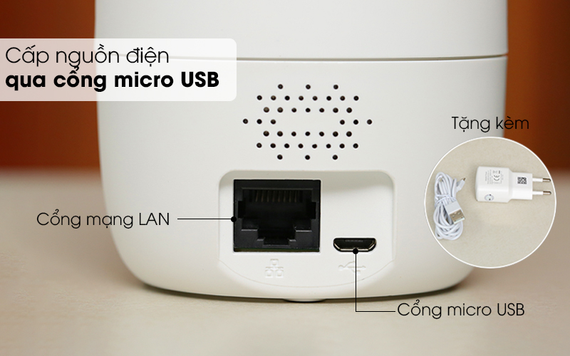 Cấp nguồn điện qua cổng micro USB - Camera IP 1080P Kbvision KN-TGH21PWN Trắng Cấp nguồn điện qua cổng micro USB - Camera IP 1080P Kbvision KN-TGH21PWN Trắng
