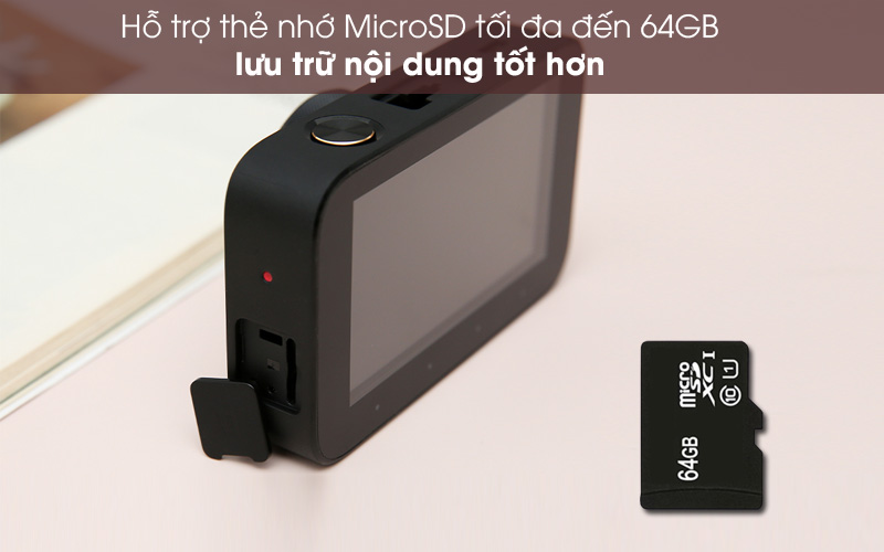 Hỗ trợ thẻ nhớ đến 64GB - Camera Hành Trình 1080P Xiaomi Mi Dash Cam 1S Đen