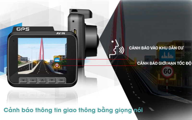 Camera Hành Trình Vietmap C61 Đen - Giọng nói