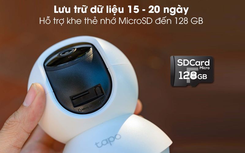 Lưu trữ thẻ nhớ - Camera IP 360 độ 1080P TP-Link Tapo TC70 Trắng