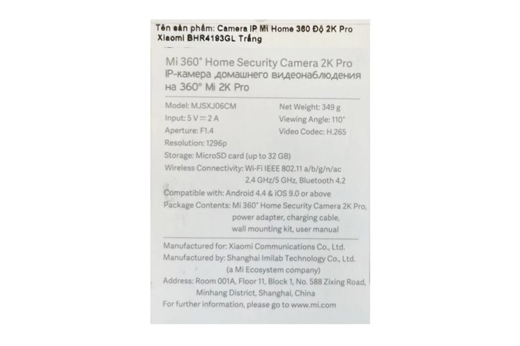 Camera IP 360 Độ 3MP Pro Xiaomi Mi Home BHR4193GL Màu Trắng