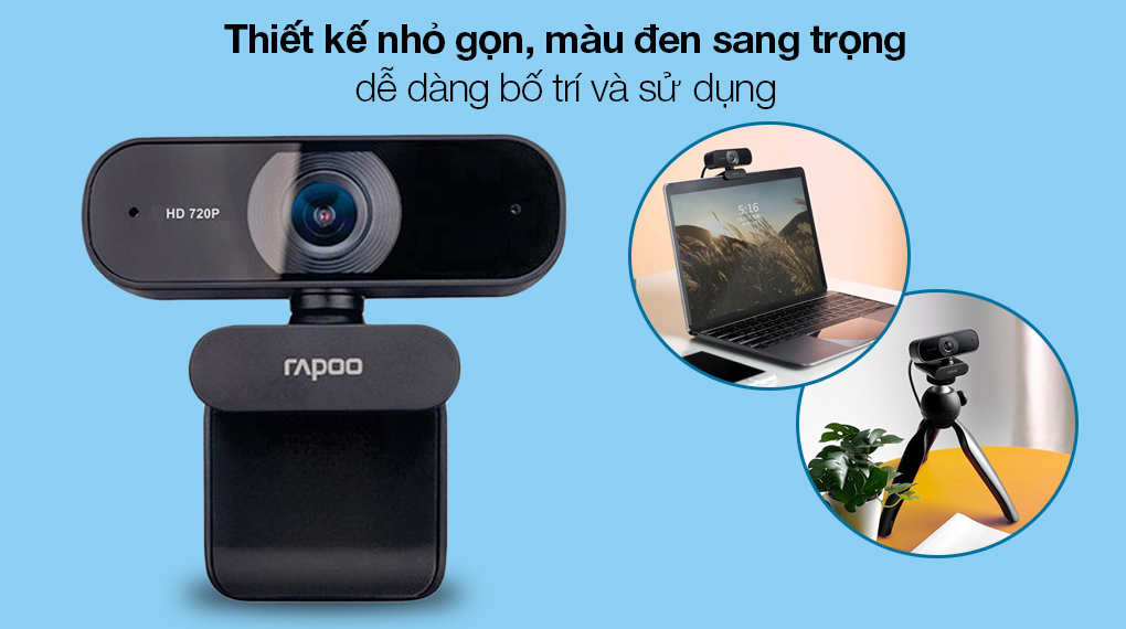 Webcam 720p Rapoo C200 - Kiểu dáng rungn giản, nhỏ gọn