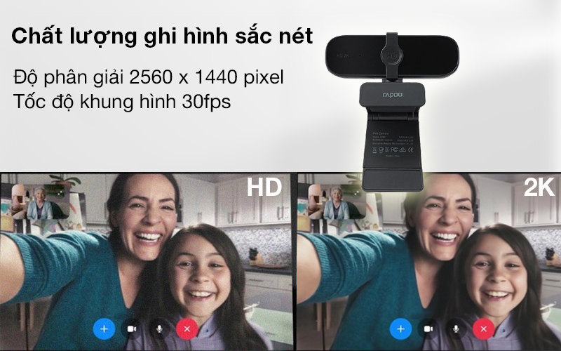 Hình ảnh sắc nét - Webcam 1440p Rapoo C280