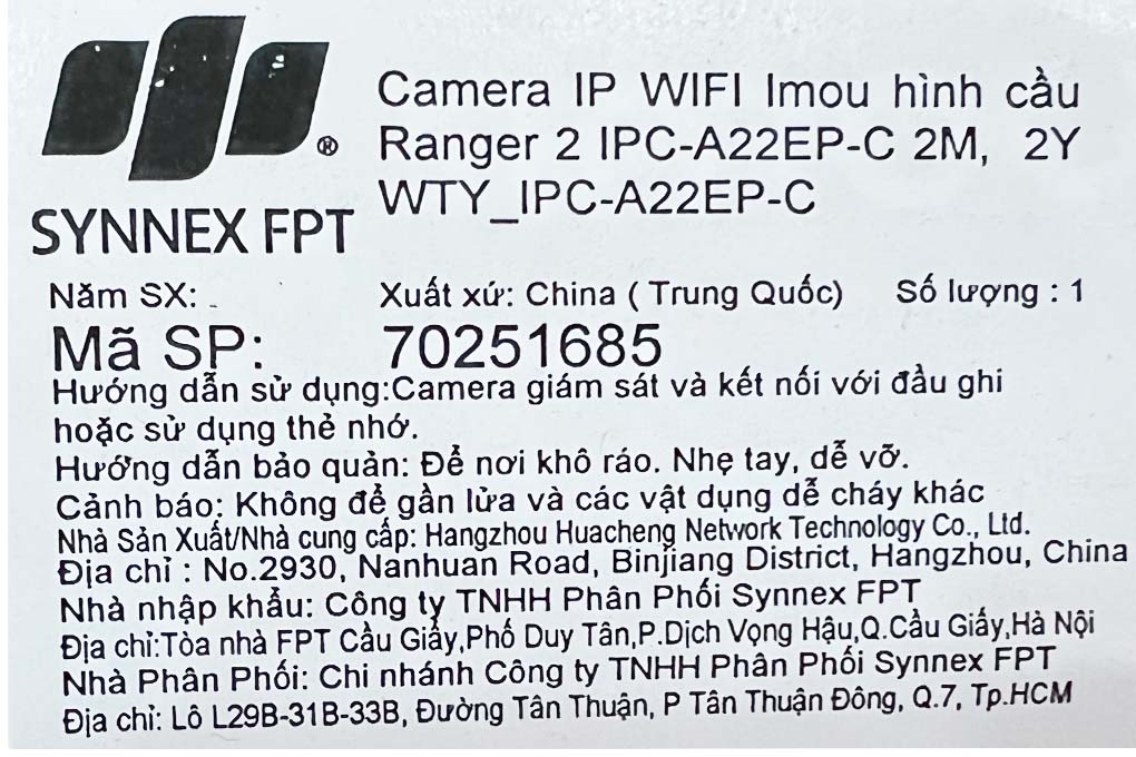 Camera IP 360 Độ 1080P Imou Ranger 2 Trắng chính hãng