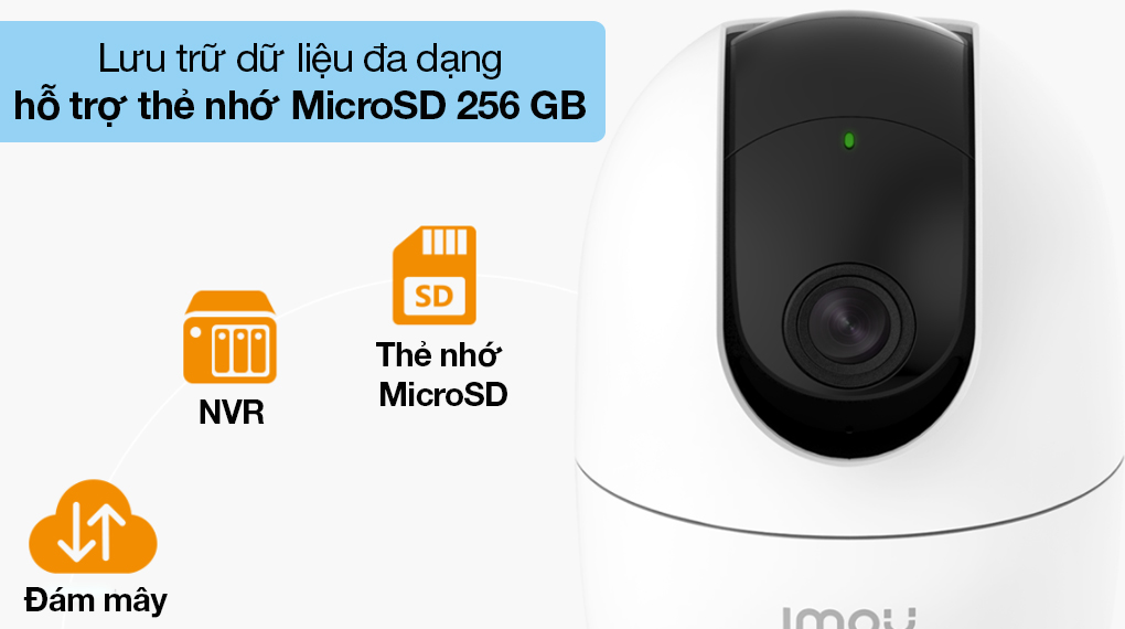 Camera IP 360 độ 1080P Imou Ranger 2 - Có khe cắm thẻ nhớ hỗ trợ thẻ MicroSD dung lượng tới 256 GB