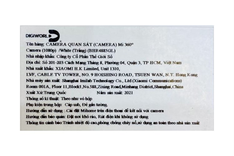 Camera IP 360 Độ 2MP Xiaomi Mi Home BHR4885GL Màu Trắng