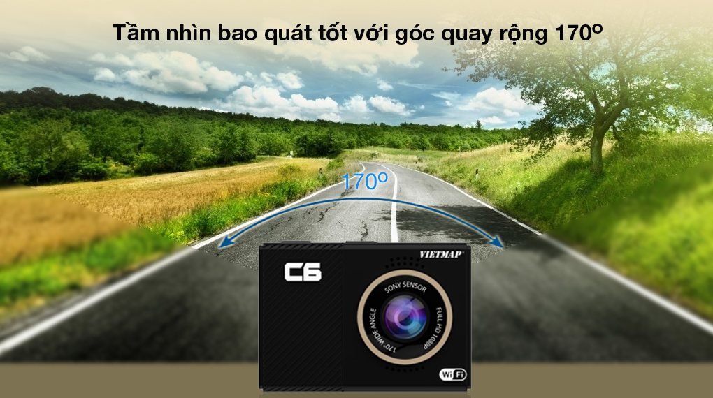 Ống kính rộng - Camera Hành Trình Vietmap C6 Đen