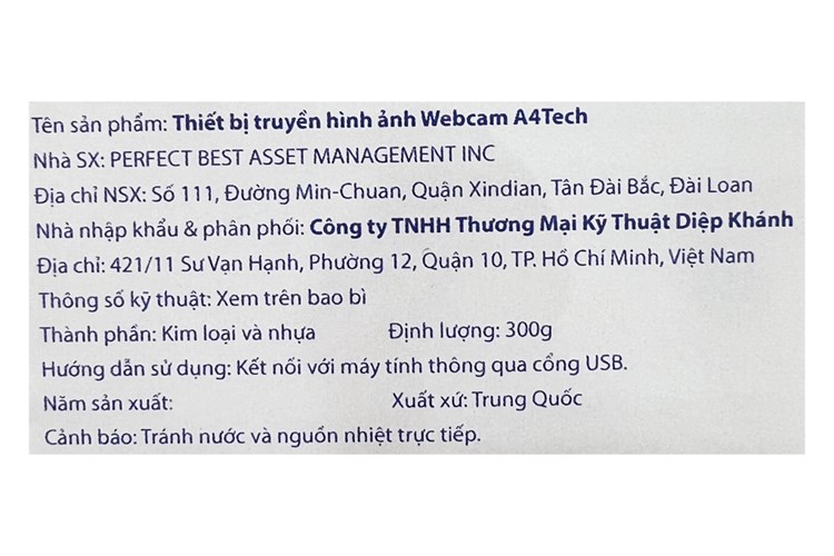 Webcam 480P A4Tech PK-635G Màu Bạc