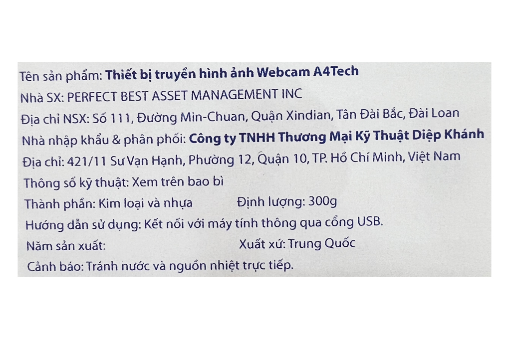 Webcam 0.3MP A4Tech PK-635G Màu Bạc