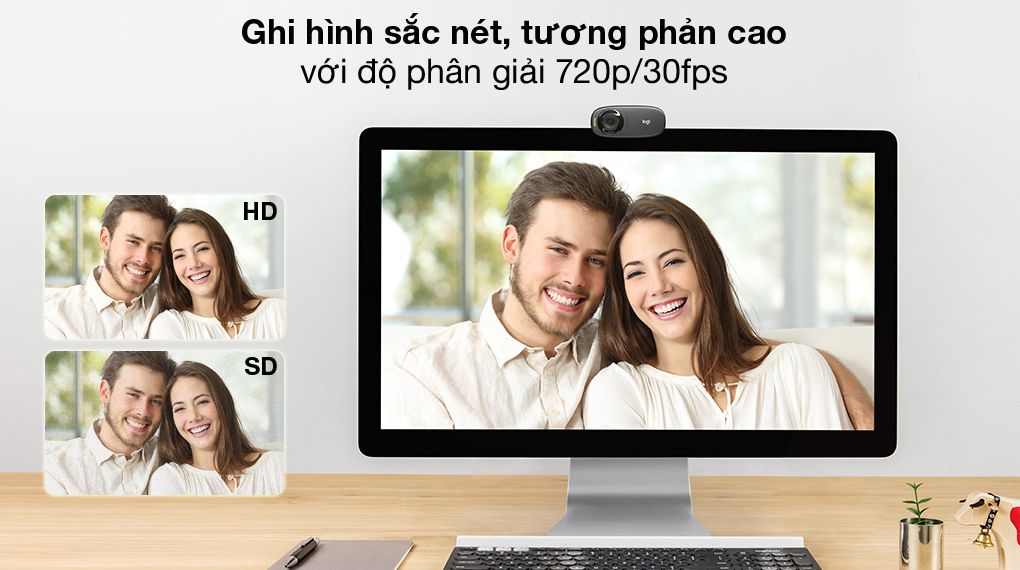 Ghi hình sắc nét - Webcam 720p Logitech C310 Đen