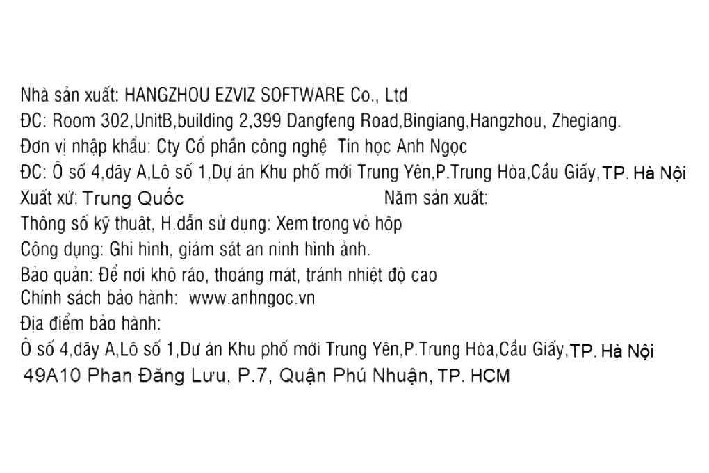 Camera IP 360 Độ 2MP Ezviz C6N Màu Trắng